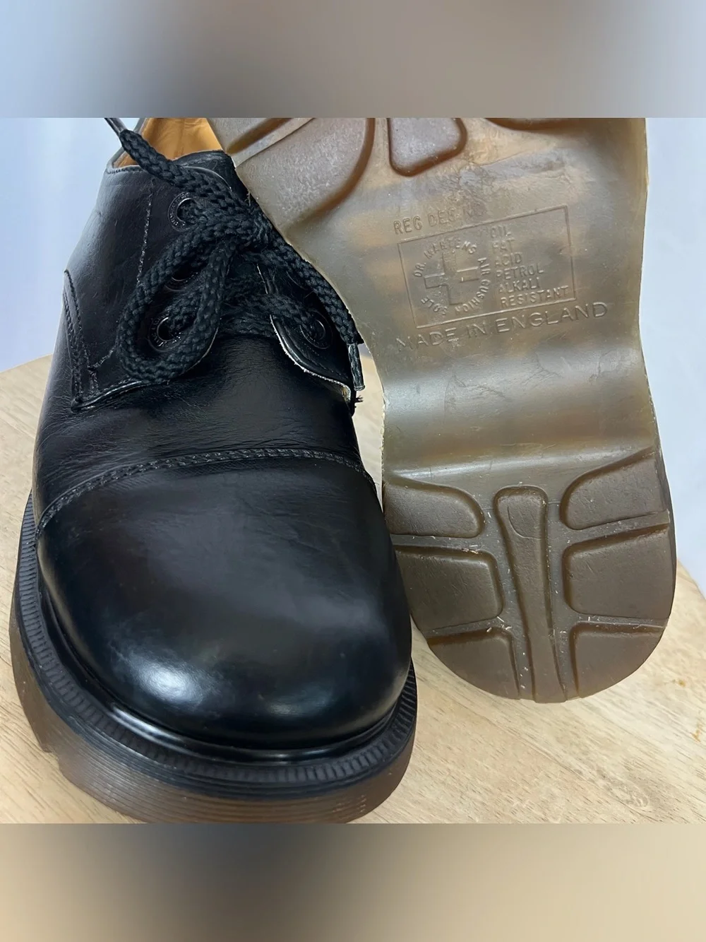 Vintage 90s Black Dr. Martens Leather Lace Up Oxford Platforms